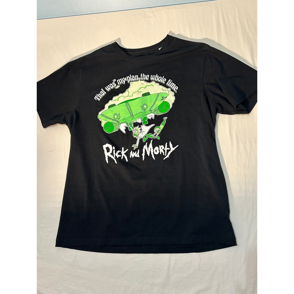 Rick and Morty Ripple Junction Black Graphic T-Shirt Mens 2XLT Tall Adult Swim